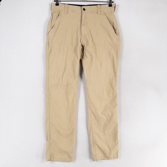 CAT Caterpillar Mens Work Pants 32x34 Khaki Beige Cotton Blend Canvas Stretch - Picture 1 of 11